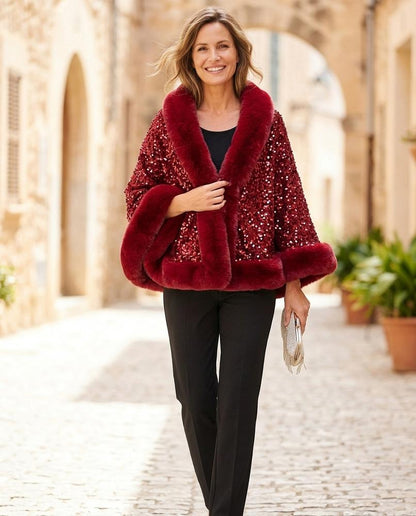 Marvis Mode - Dekel | Paillettenbesetzt Pelzbesetzt Jacke Damen