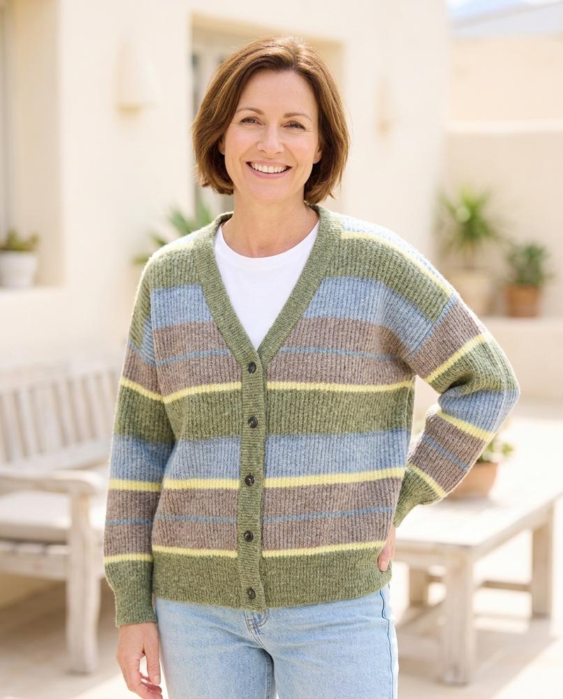 Marvis Mode - Muvun | Gestreifter Gerippter Cardigan Unisex