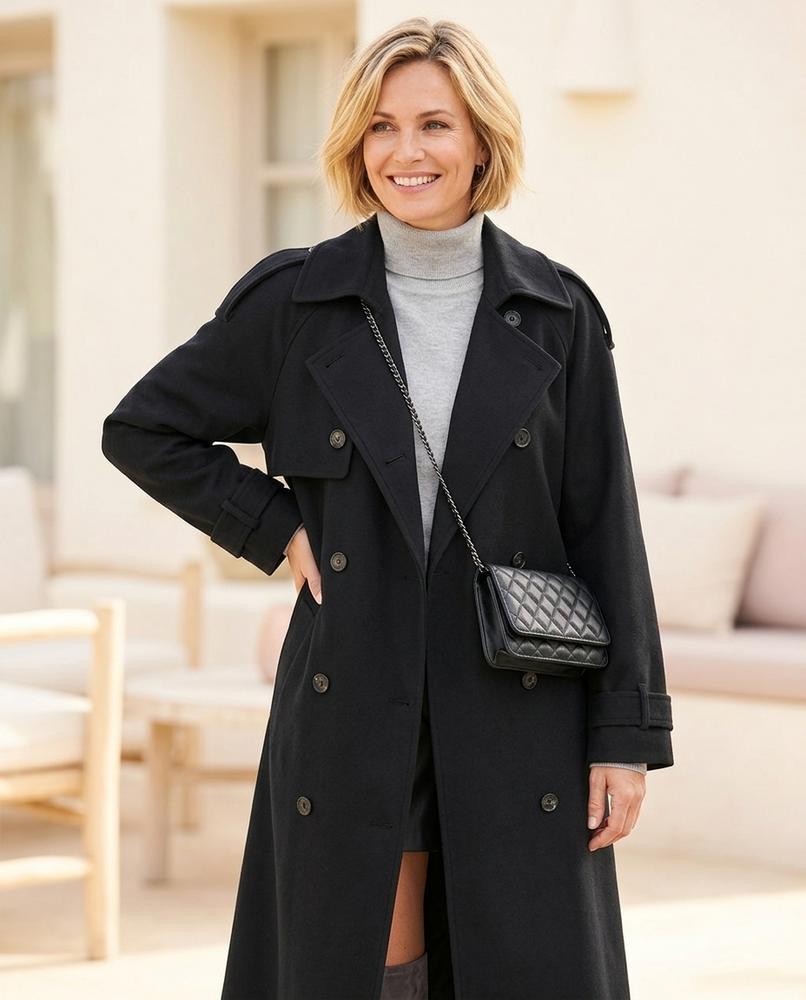 Marvis Mode - Devuk | Langer Doppelreihiger Mantel Damen