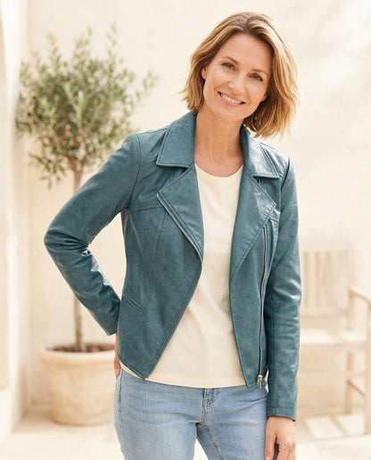 Marvis Mode - Ruwos | Asymmetrische Taillierte Lederjacke Damen