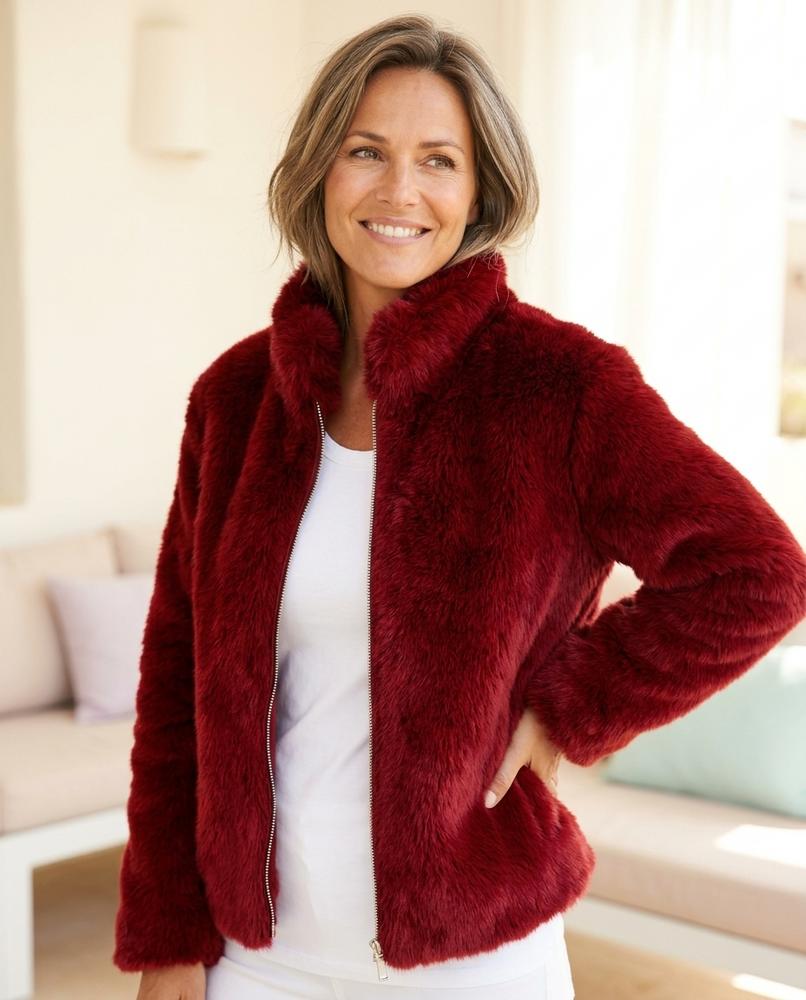 Marvis Mode - Kokiv | Reißverschluss Webpelz Jacke Damen