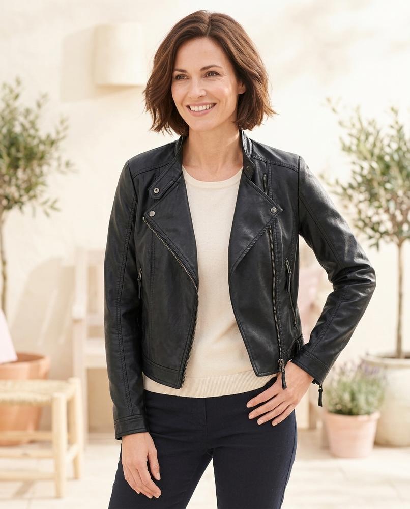 Marvis Mode - Yumis | Taillierte Asymmetrische Lederjacke Damen