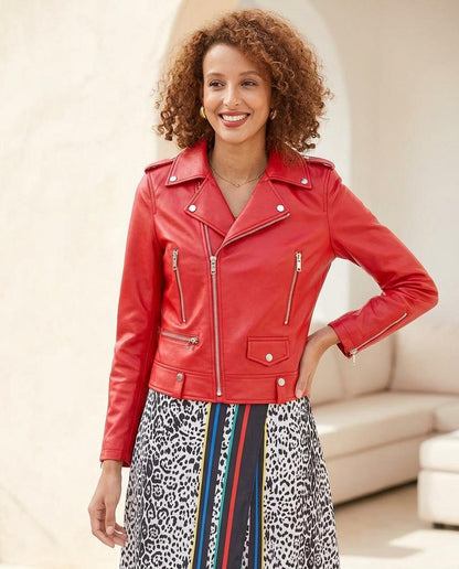 Marvis Mode - Zuzis | Asymmetrische Taillierte Lederjacke Damen