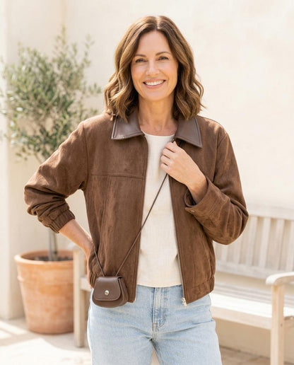 Marvis Mode - Mikot | Kurz Geschnittene Wildlederoptik Jacke Unisex