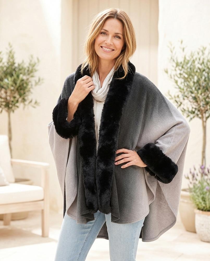 Marvis Mode - Renuv | Farbverlaufender Pelzbesetzter Cardigan Damen