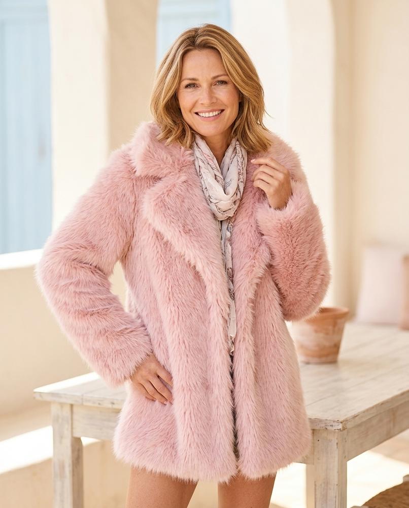 Marvis Mode - Zeluk | Flauschiger Lockerer Mantel Damen