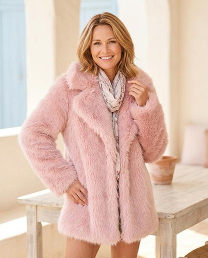 Marvis Mode - Zeluk | Flauschiger Lockerer Mantel Damen