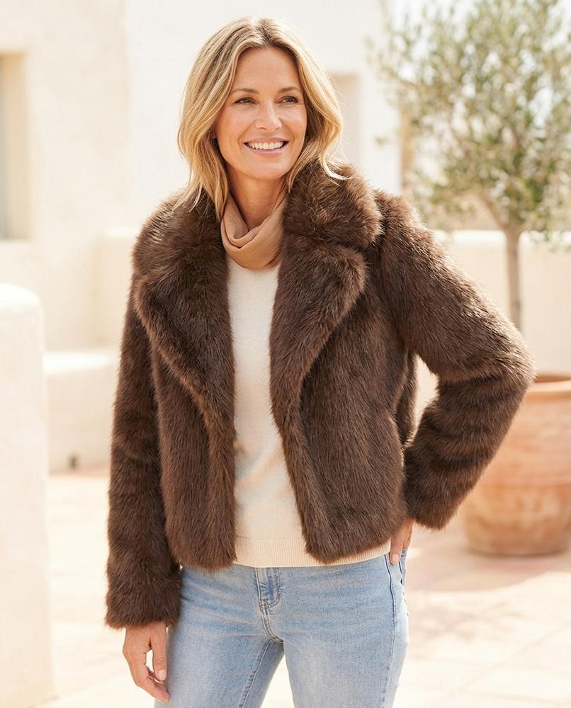 Marvis Mode - Eezos | Plüschige Kurzgeschnittene Jacke Damen