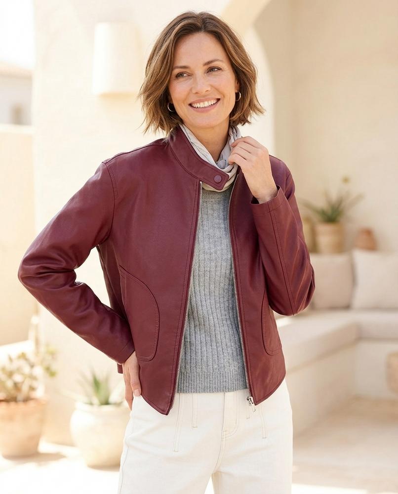 Marvis Mode - Vaved | Kurze Glatte Lederjacke Damen