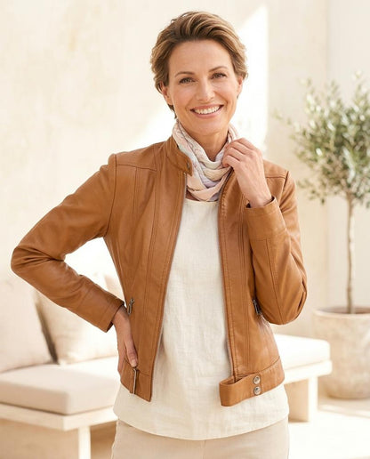Marvis Mode - Ruwad | Tailliert Gesteppt Lederjacke Damen