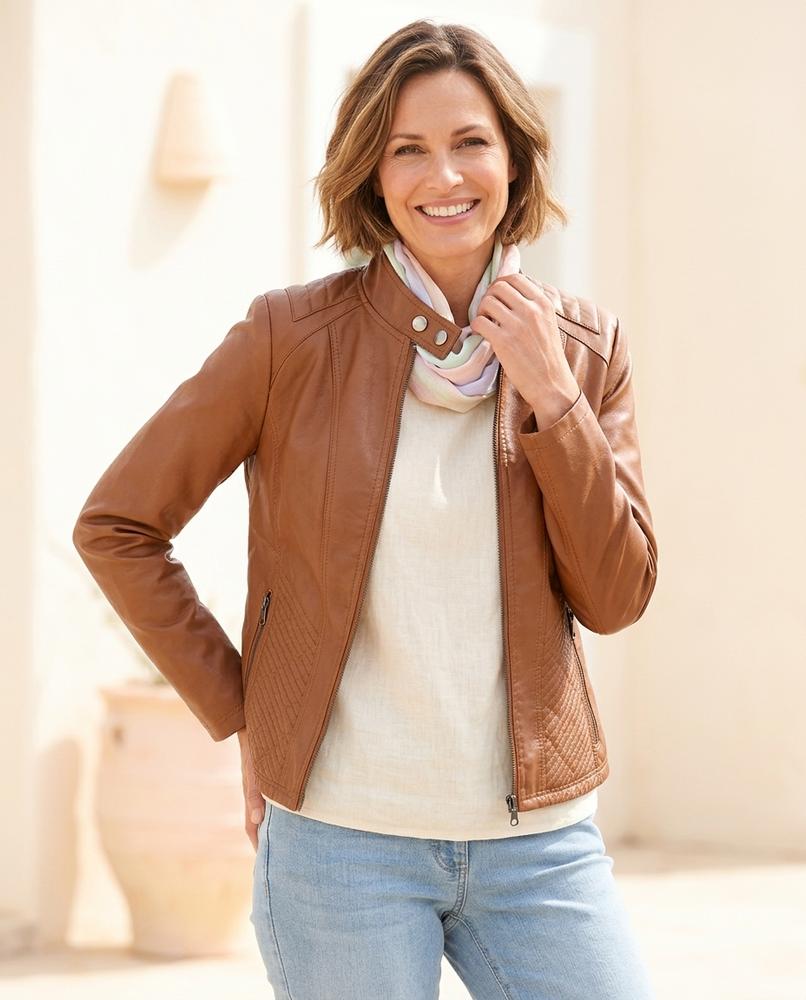 Marvis Mode - Vowak | Tailliert Gesteppt Lederjacke Damen