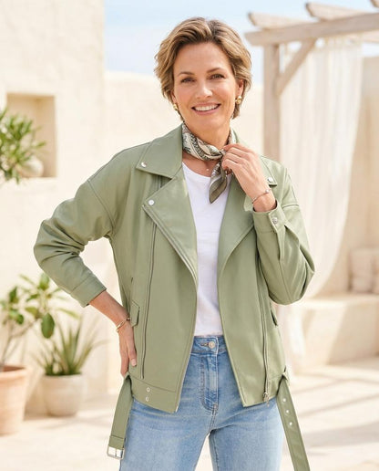 Marvis Mode - Liket | Oversized Asymmetrisch Lederjacke Damen
