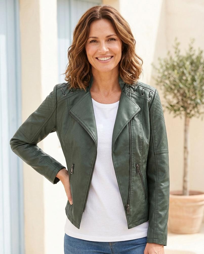 Marvis Mode - Nowen | Asymmetrisch Tailliert Lederjacke Damen