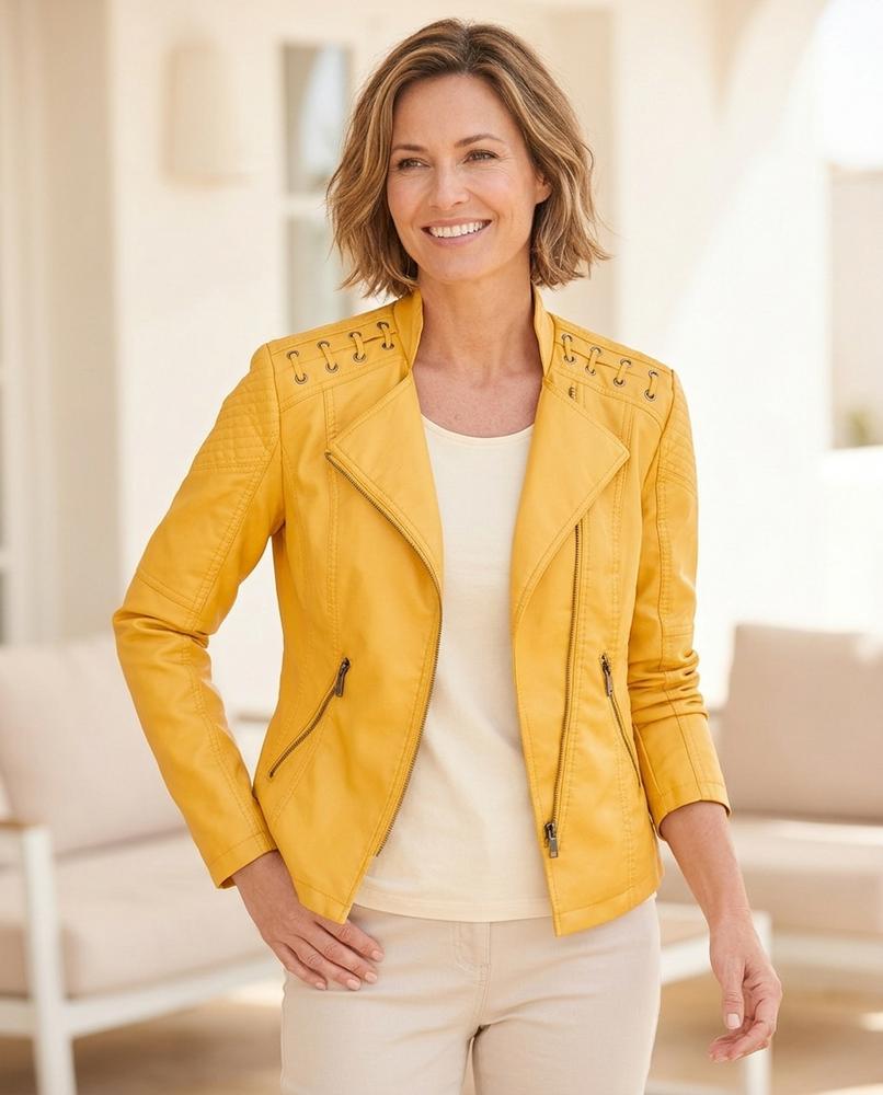 Marvis Mode - Nowen | Asymmetrisch Tailliert Lederjacke Damen