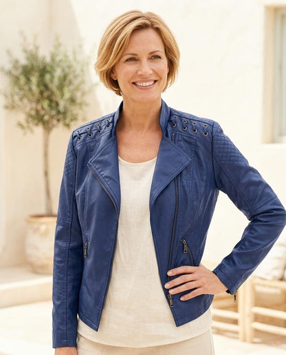 Marvis Mode - Nowen | Asymmetrisch Tailliert Lederjacke Damen