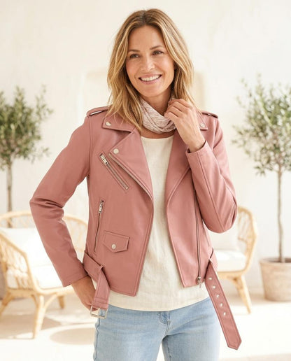 Marvis Mode - Eefus | Asymmetrisch Gegürtet Lederjacke Unisex