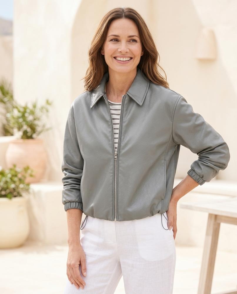 Marvis Mode - Zabat | Strukturiert Kurzgeschnitten Lederjacke Damen