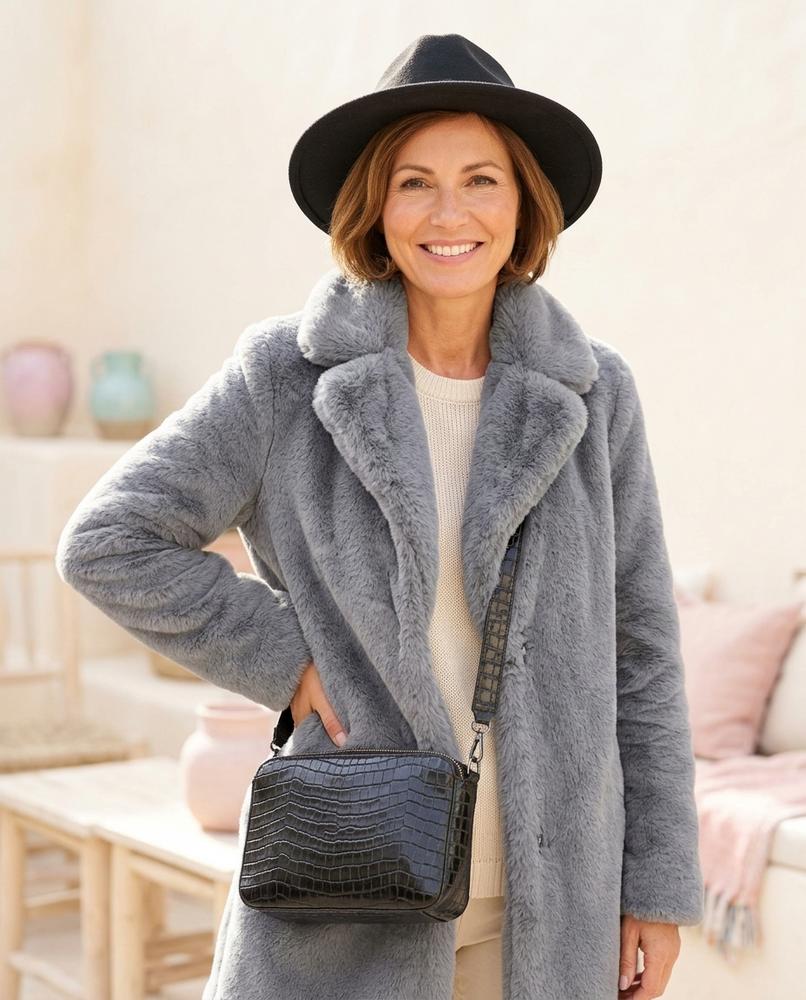 Marvis Mode - Kebum | Plüschiger Offener Mantel Damen