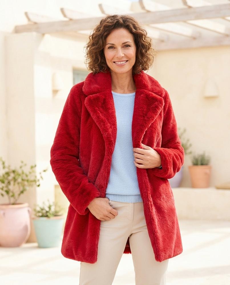 Marvis Mode - Kebum | Plüschiger Offener Mantel Damen