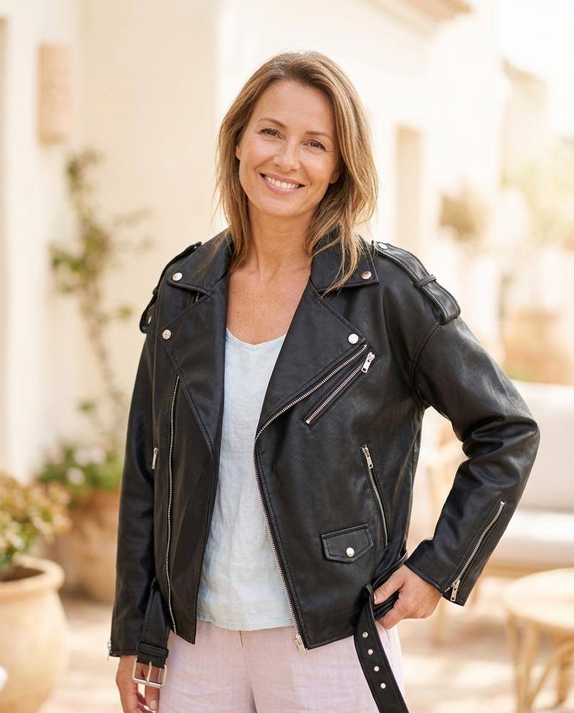 Marvis Mode - Semum | Übergroße Asymmetrische Lederjacke Unisex