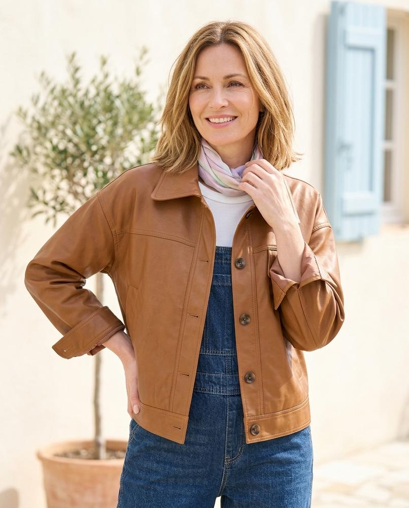 Marvis Mode - Eirik | Geknöpfte Kragenbesetzte Lederjacke Damen