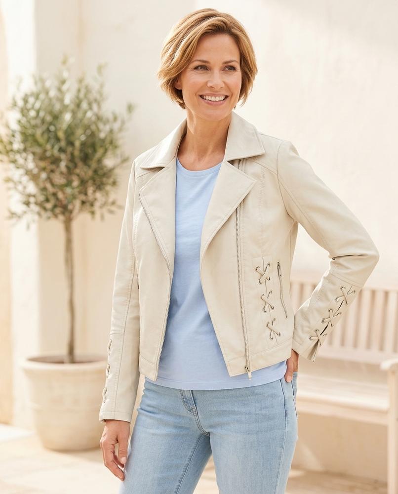 Marvis Mode - Vurod | Asymmetrisch Geschnürt Lederjacke Damen