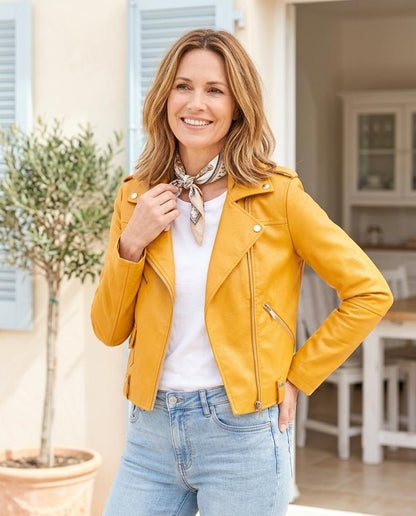 Marvis Mode - Nitom | Asymmetrische Taillierte Lederjacke Damen