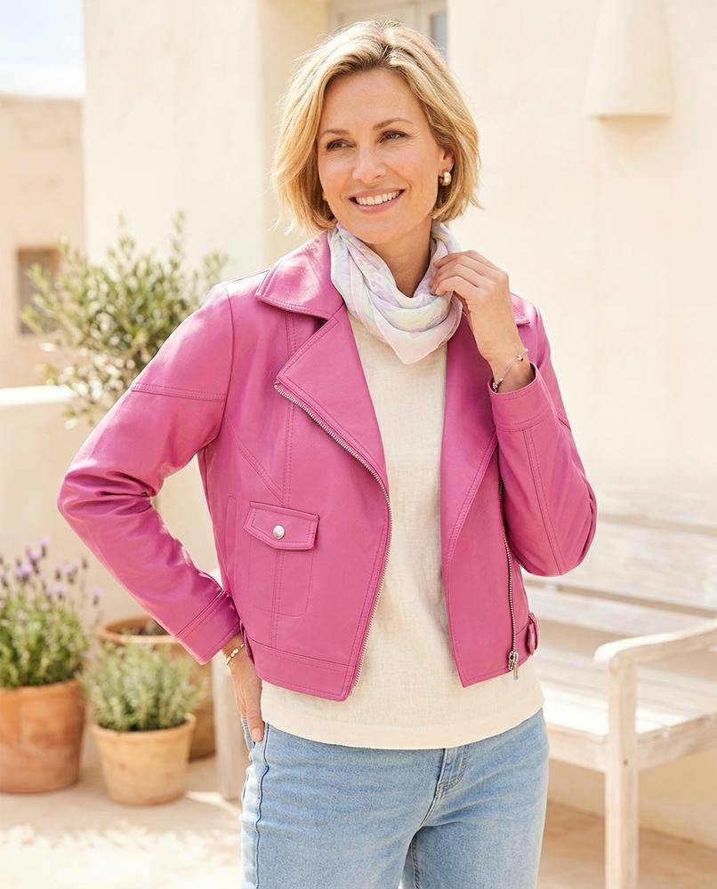 Marvis Mode - Nasin | Kurzgeschnittene Asymmetrische Lederjacke Damen