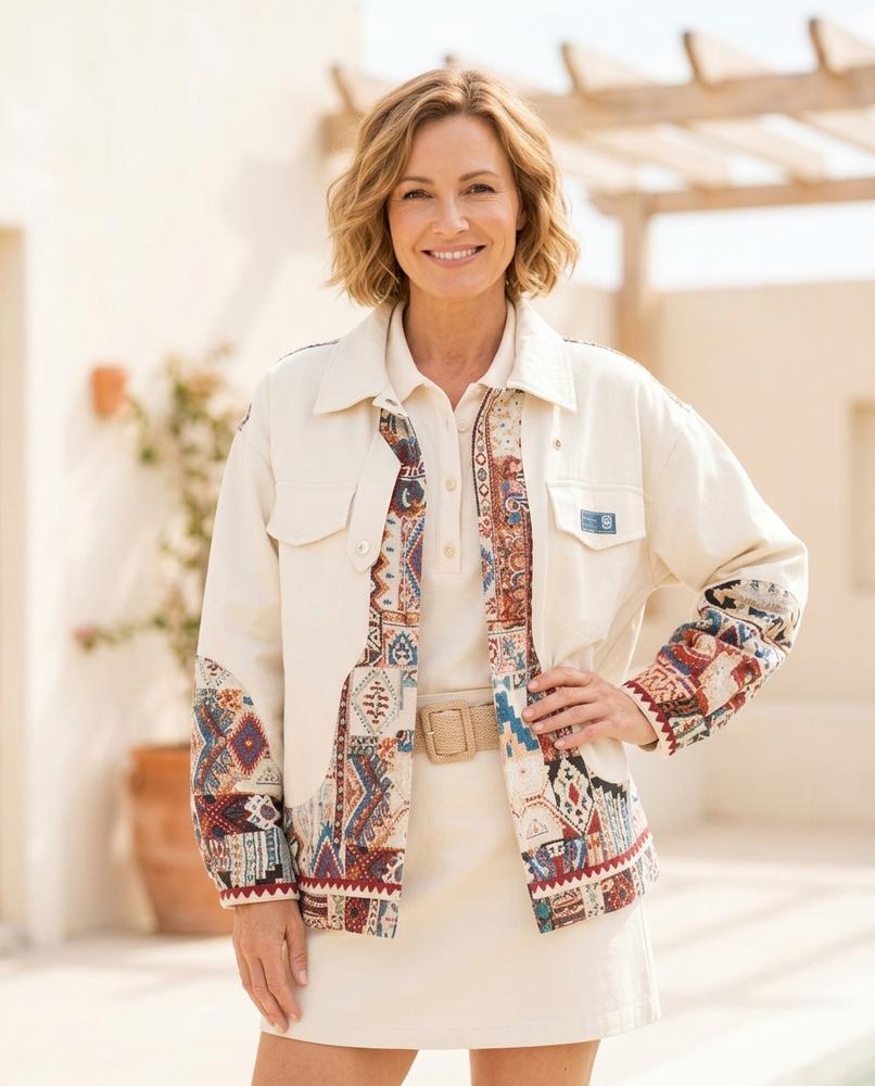 Marvis Mode - Cizid | Gemustert Geknöpft Jacke Damen