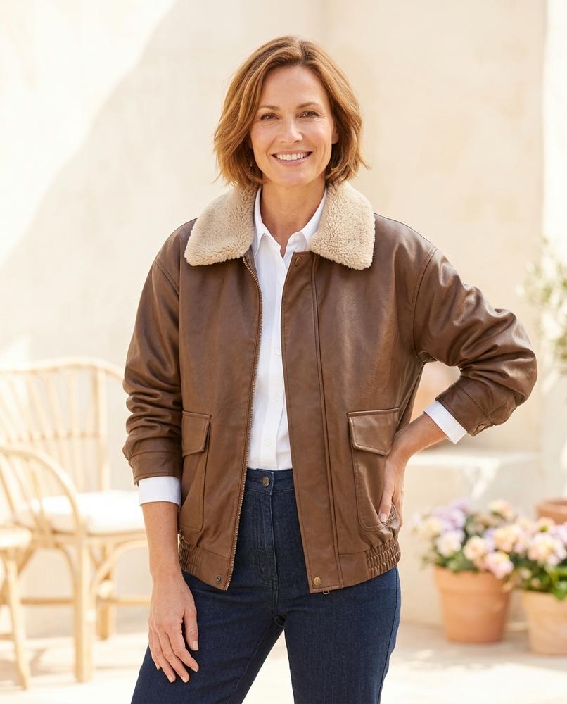 Marvis Mode - Aoben | Gefütterte Weit Geschnittene Lederjacke Unisex
