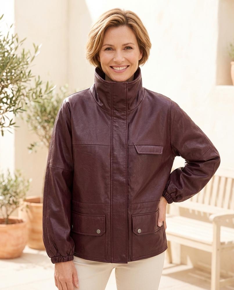 Marvis Mode - Litod | Hochgeschlossen Aufgesetzt Lederjacke Damen