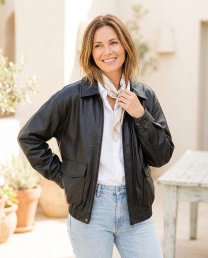 Marvis Mode - Remot | Weit Geschnittene Glatte Lederjacke Unisex