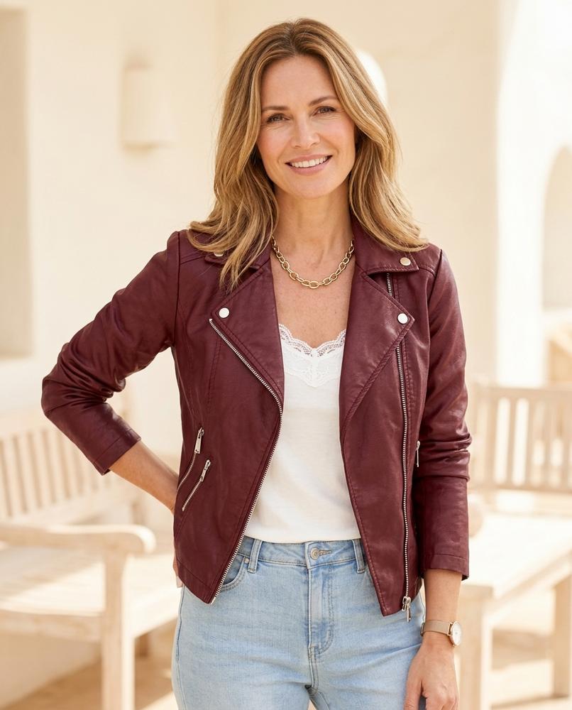 Marvis Mode - Rupen | Asymmetrisch Tailliert Lederjacke Damen