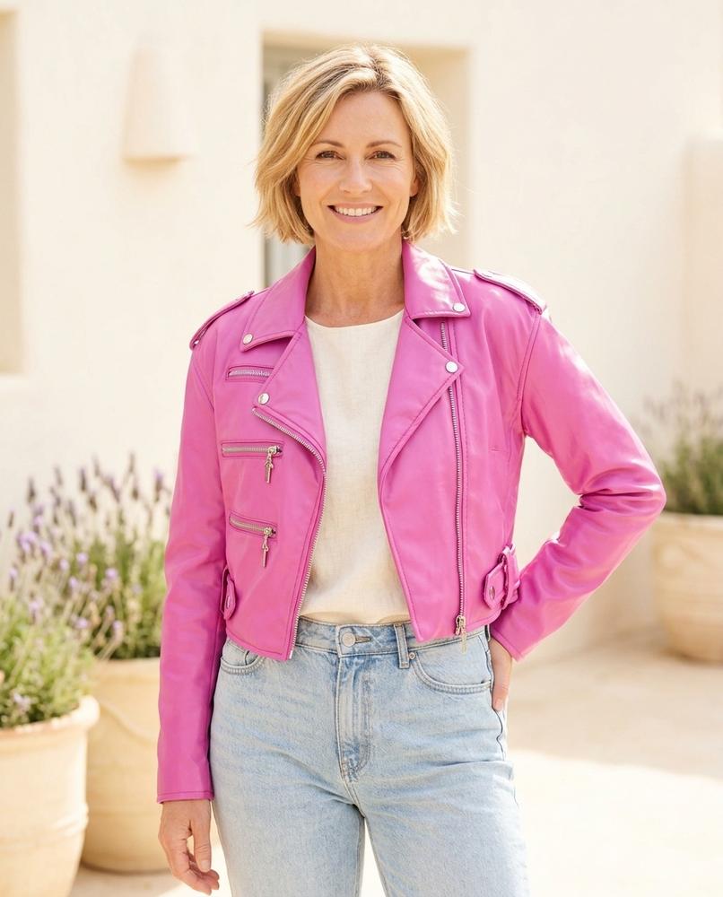 Marvis Mode - Disad | Taillierte Kurzgeschnittene Lederjacke Damen