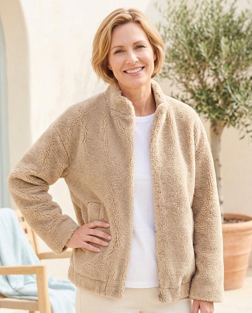 Marvis Mode - Dowus | Plüschig Hochgeschlossen Jacke Damen