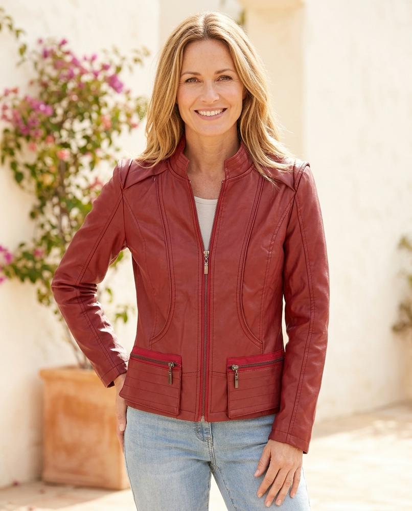 Marvis Mode - Eohuv | Tailliert Gerafft Lederjacke Damen