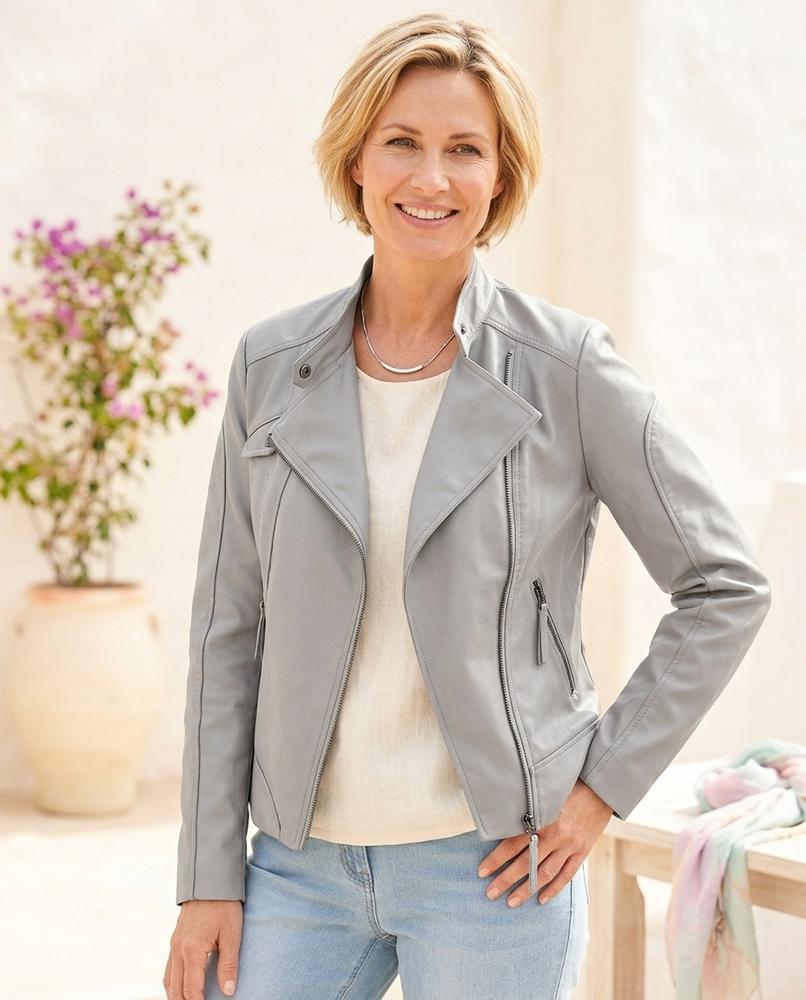 Marvis Mode - Veguk | Asymmetrisch Tailliert Lederjacke Damen